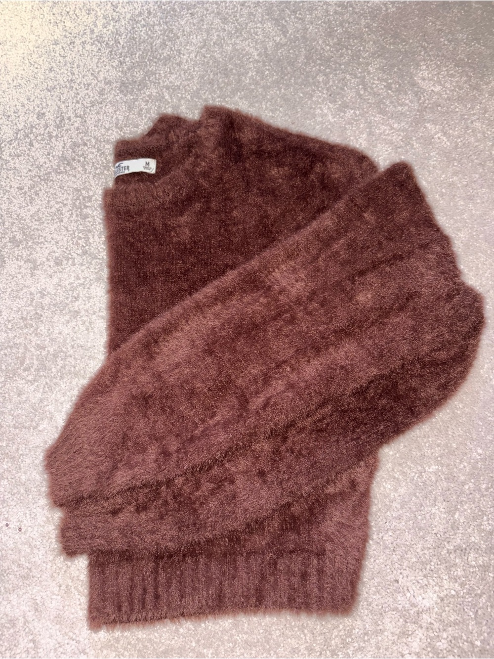 Hollister Chestnut Brown Fuzzy Turtleneck Sweater
